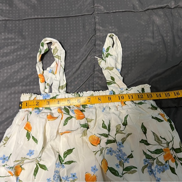 Re blu babydoll style short dress orange & blue flowers size small - Picture 5 of 7